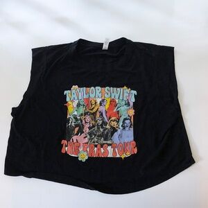 Taylor Swift the Eras Black Super Soft Crop Top Large